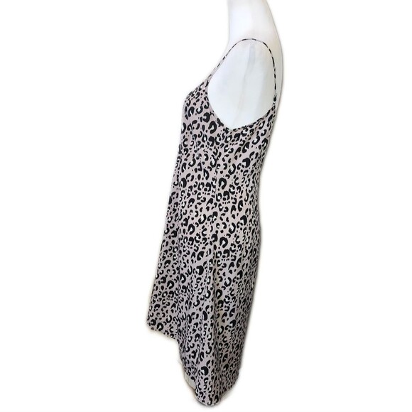 Animal Print, Taupe White Black, Adjustable Straps, Silky Slip Dress, XS - Picture 4 of 7